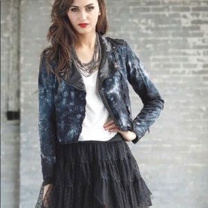 Material Girl tie dye vegan leather motto jacket